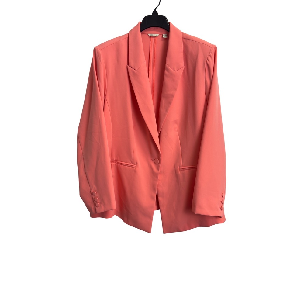 Cato Women Coral Pink Single Button Notch Lapel Blazer Plus Size 22/24W Stretch